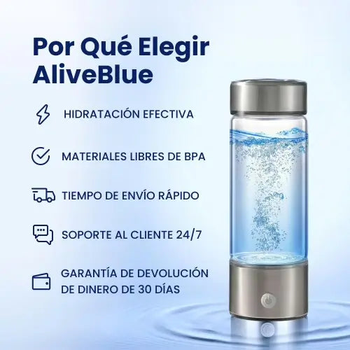 AliveBlue™: Tu botella de agua con poder antioxidante para energía y piel saludable