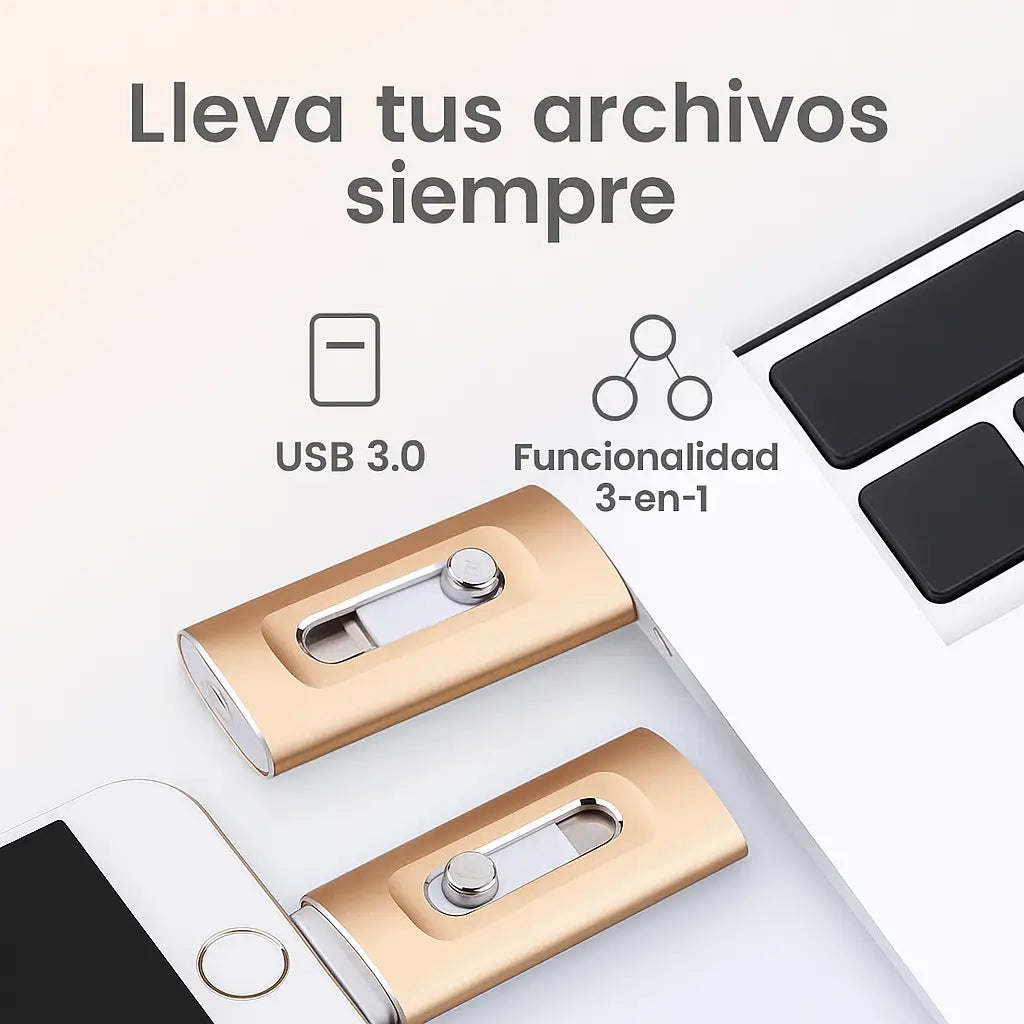 Memoria USB 3 en 1: Almacenamiento de alta velocidad 3.0
