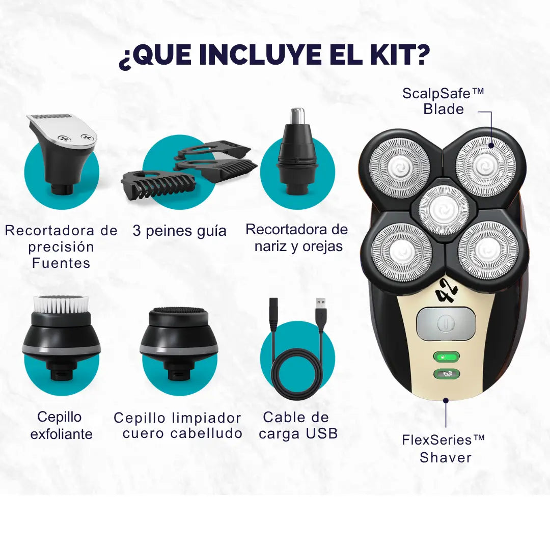 Afeitadora FlexSeries® 5 en 1: 5 Herramientas Profesionales para Tu Rutina.