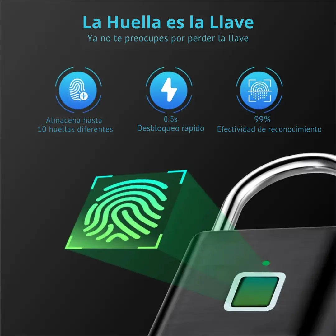 Candado inteligente con huella dactilar  — Seguridad al toque de tu dedo