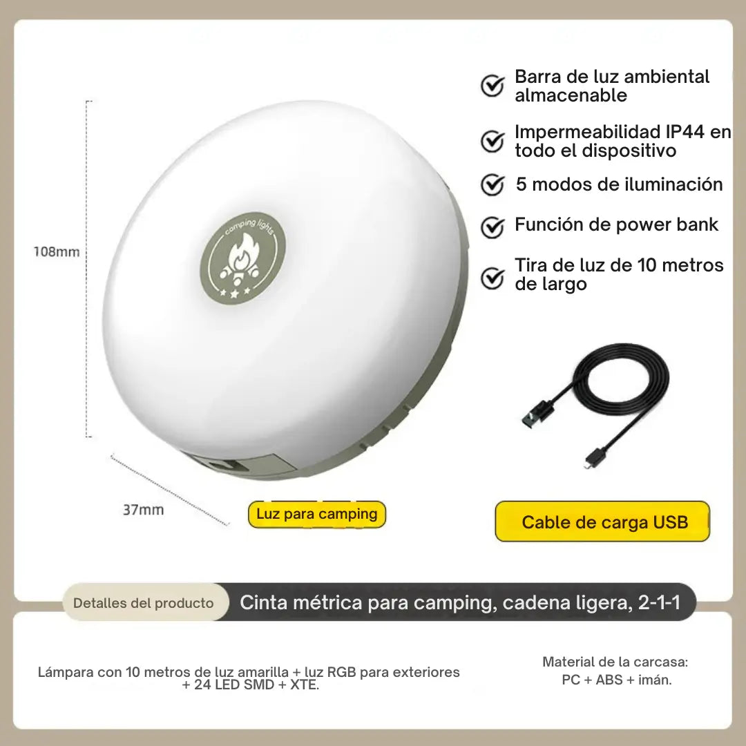 LumiTrail™ – Luz portátil extensible para actividades al aire libre